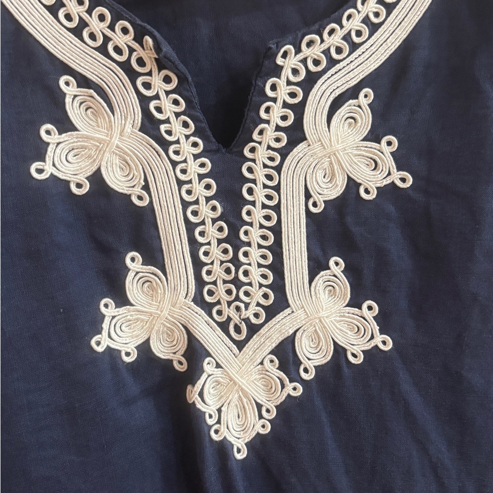 Navy Blue Embroidered Blouse